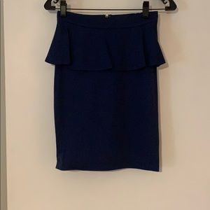 Navy stretch peplum pencil skirt. Alice + Olivia
